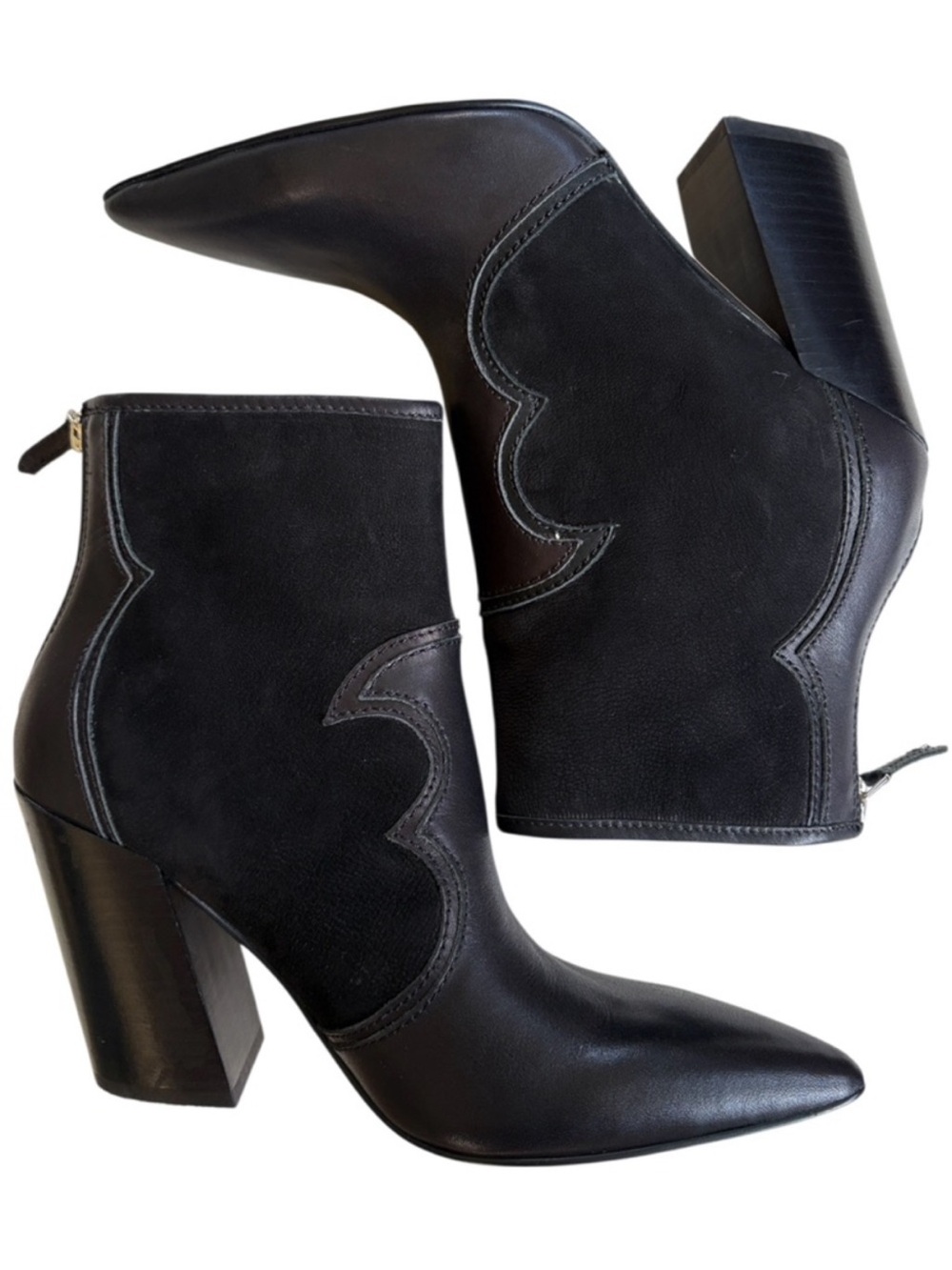 EUC Dolce Vita Leather Noraya Western Heeled Boots Black Size 7.5 - Picture 1 of 9